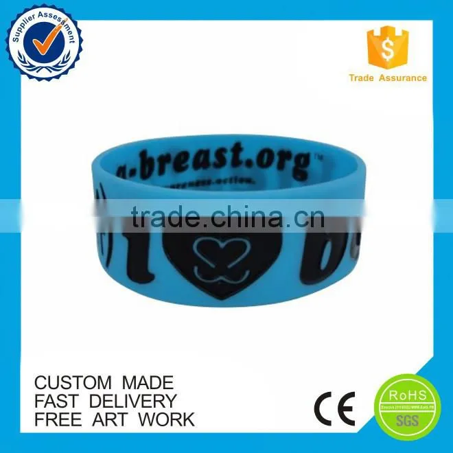 Custom 1 inch silicone wristbands no minimum