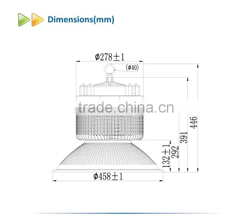 2016 lens angle 120 silver 1070 aluminum heatsink 3030SMD industral 200w led high bay light