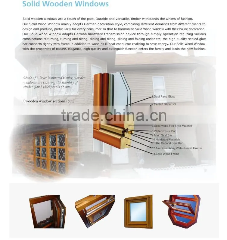 Yekalon High Quality Casement Or sliding wood window