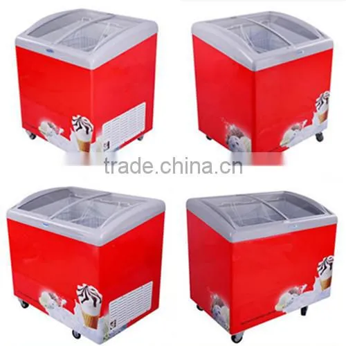 Double glass door display freezer for supermarket