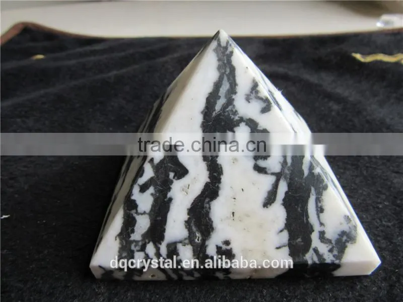 hot sales black&white natural zebra rock stone pyramid model