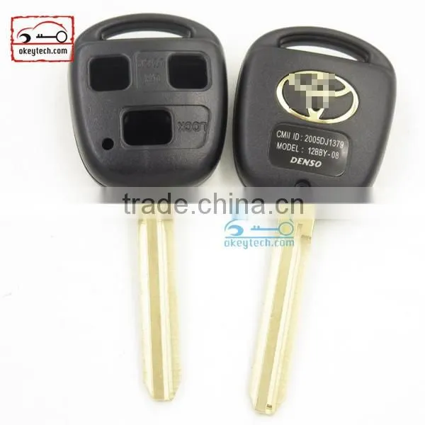 High Quatity Toyota remote key shell 3 button Car Key toyota with toy 43 blank with gold logo romote key shell