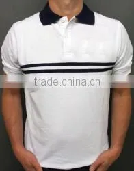 Wholesale Men ST White Polo with Navy contrasts