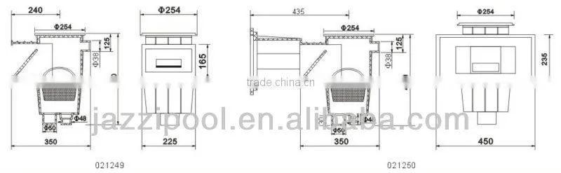021249 Jazzi High Quality ABS Material Plastic Swimming Pool Skimmer