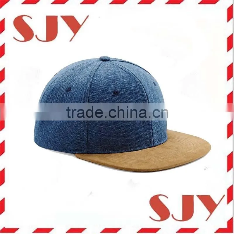 custom blank flat brim snapback suede baseball cap