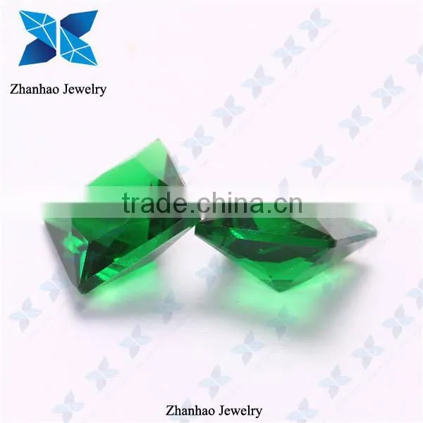 Wuzhou wholesale asscher cut dark green glass