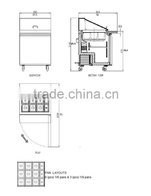 Counter Mega Top Salad Bar refrigerator,Sandwich Prep Tables_SCLM1