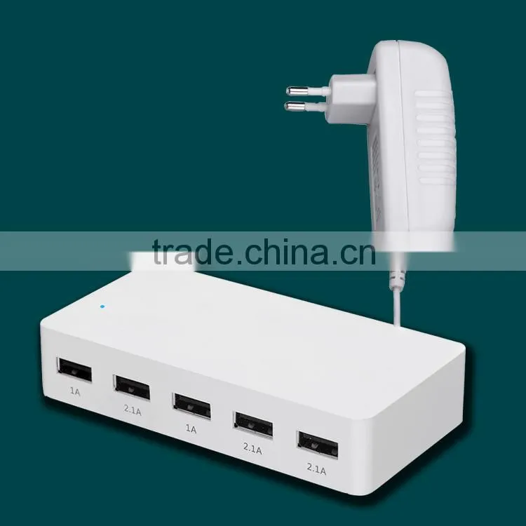 2015 hot sale 2.1A 5 port tablet PC usb fast charger