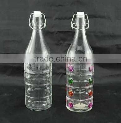 colored glass milk bottle liquid bottle with colored swing top lid