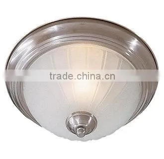 Brushed Nickel 1 Light 11" Width Fluorescent Flush Mount Ceiling Fixture with Frosted Glass Shade