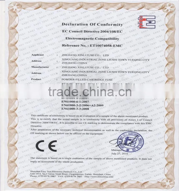 Low Voltage CE Approvabled NT Fuse Link
