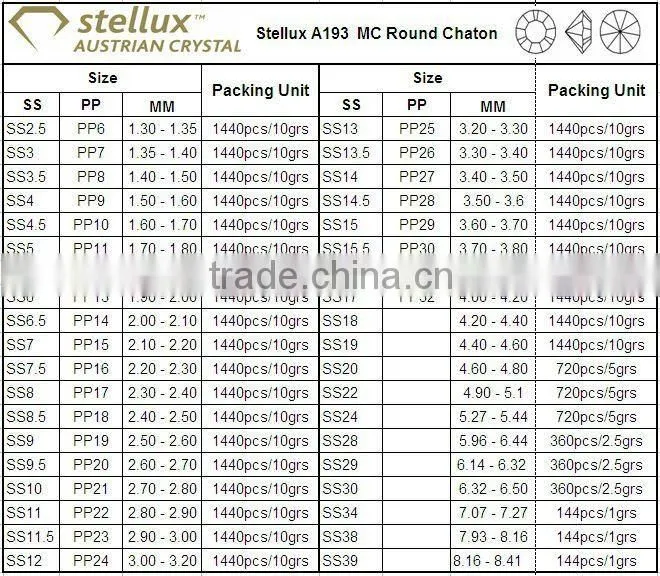 Stellux A193 Glass Point back rhinestones Aquamarine