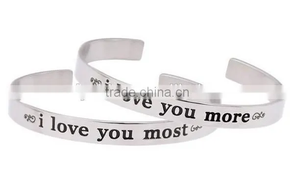 Personalized message stainless steel custom engraved acrylic cuff bracelet