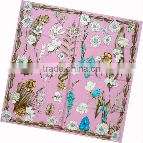 Lady's Fashion Print Silk Twill Square Scarves
