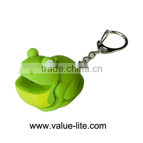 Best sale plastic led keychain light with sound button cell light keychain