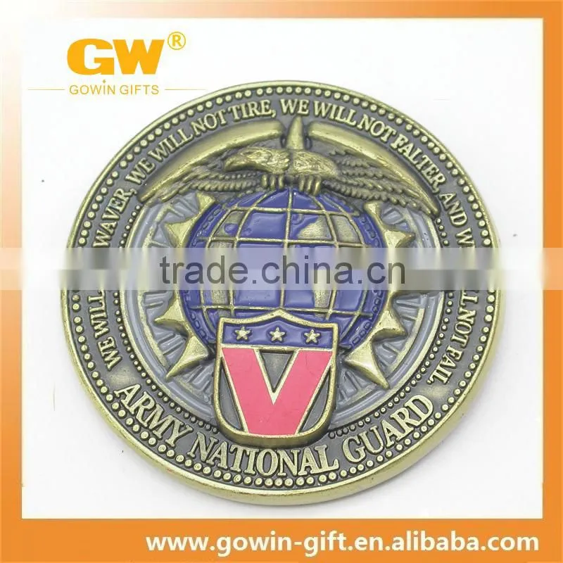 Engraved plate metal custom medallion coin with enamel