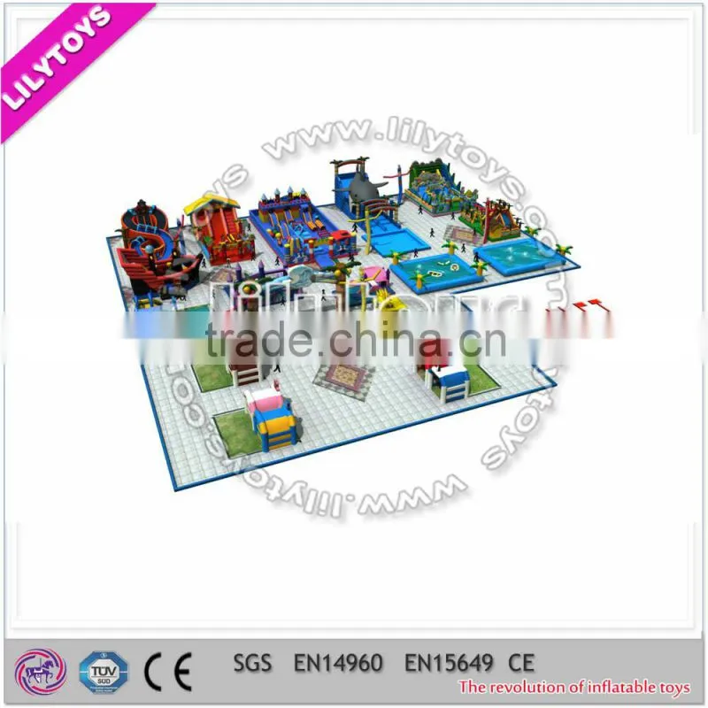 2015 new water park on land with Inflatable floating games,inflatable commercial water park toys