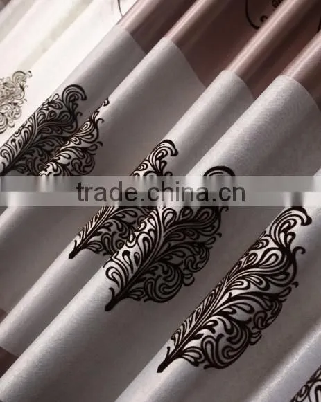 new design flocked curtain luxury blackout fabric Flame retardant for living room