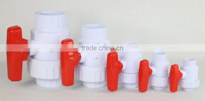 Plastic Pipes PVC Double Union Water Ball Valve with Red Handle