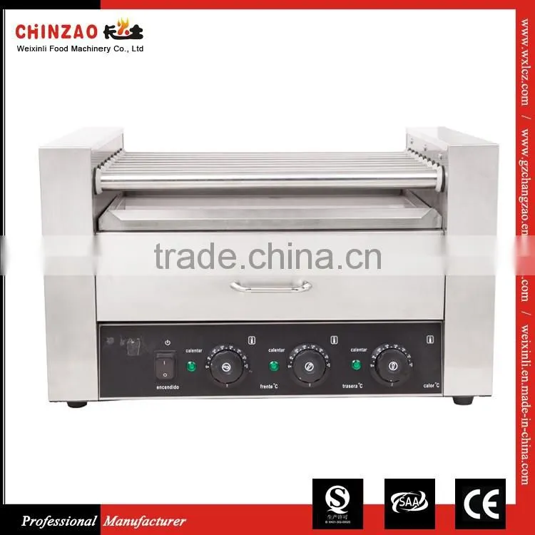 Commercial 9 Rollers Professional Hot Dog Roller and Sausage Bun Warmer