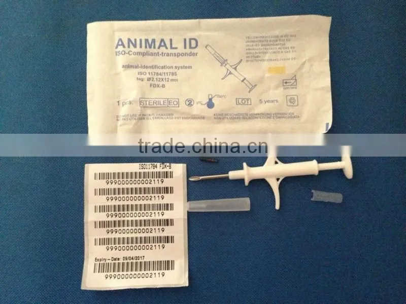 Hot Sell RFID Animal Glass Tag With Syringe