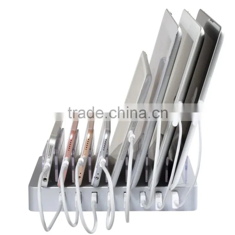 New 8 Ports Charging Station 8*2.4A USB Charger with Stand and Switch Docking Station for Mobile Phones and Tablet PC white EU