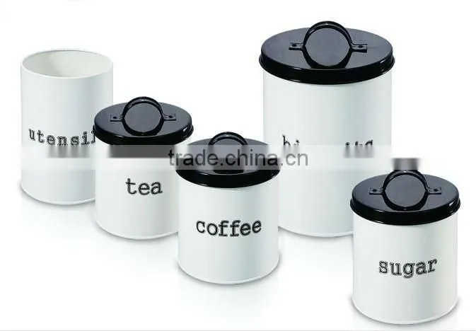 round metal bin with plastic cover for tea & coffee Canister