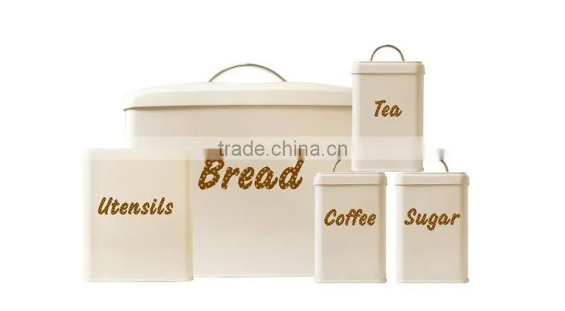 SET1624 Sugar Canister Tea Can Coffee Jar Powder Coated Iron Bread Bin