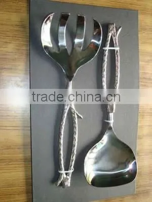 Salad Servers, Stainless Steel Decorated, Polished and enameled Salad Servers