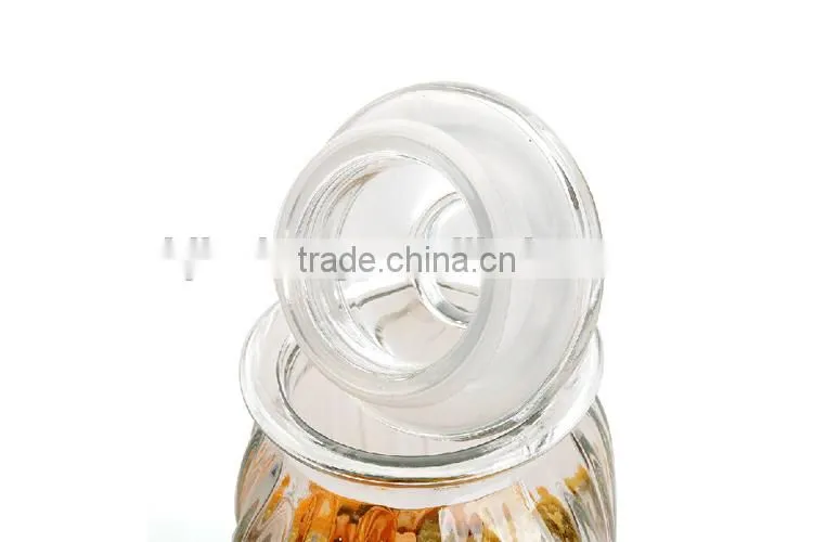 drum lantern shape glass candy tea canisters with gasket ring