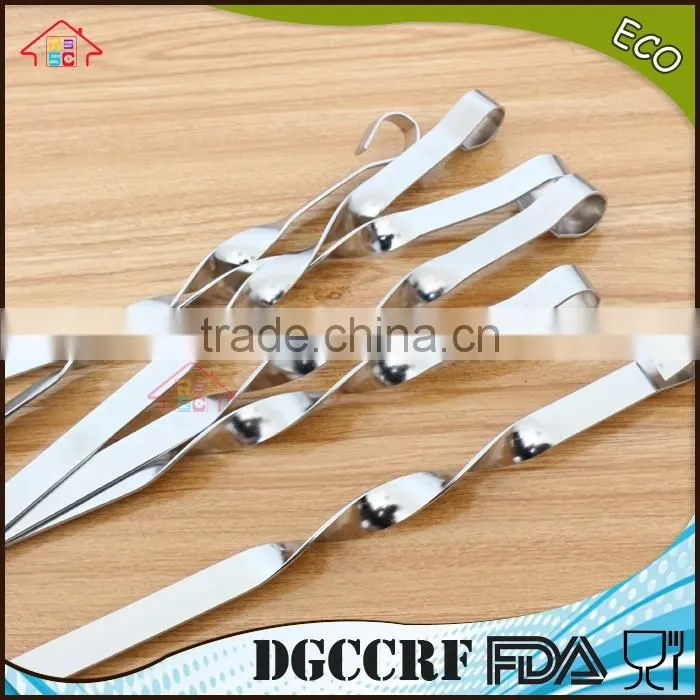 NBRSC New 10 pcs Stainless Steel BBQ Barbecue Cooking Kebab Flat Skewers Needle Forks