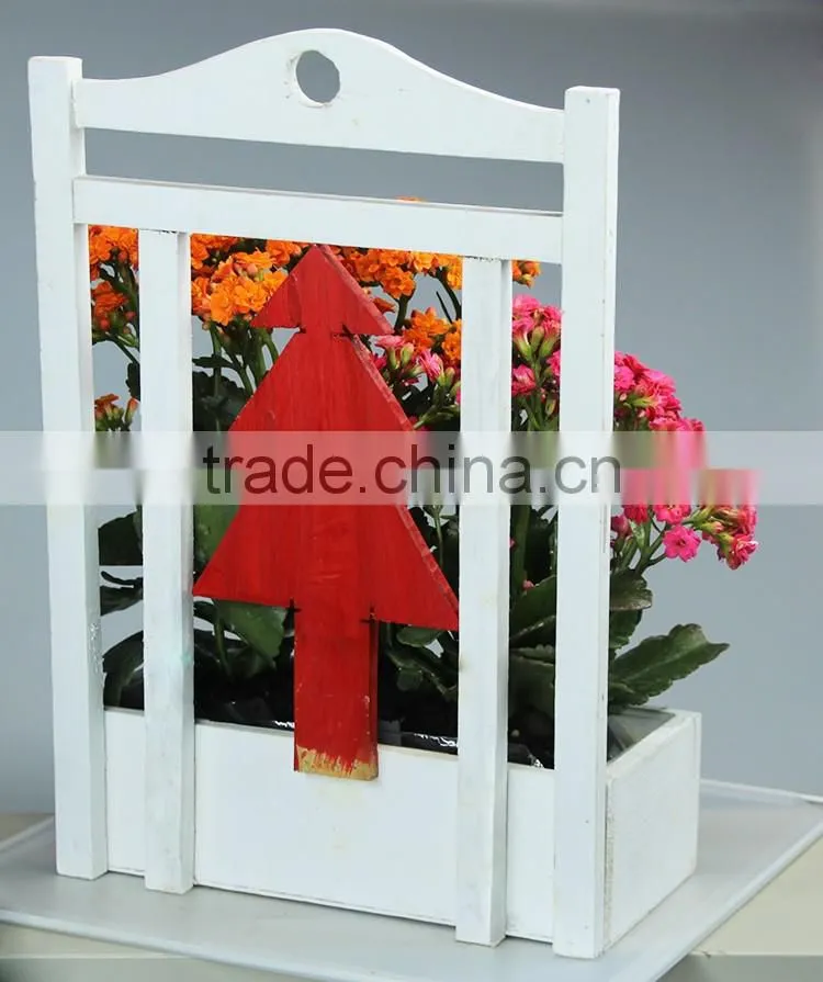 White wooden pots garden and succulent plant pot