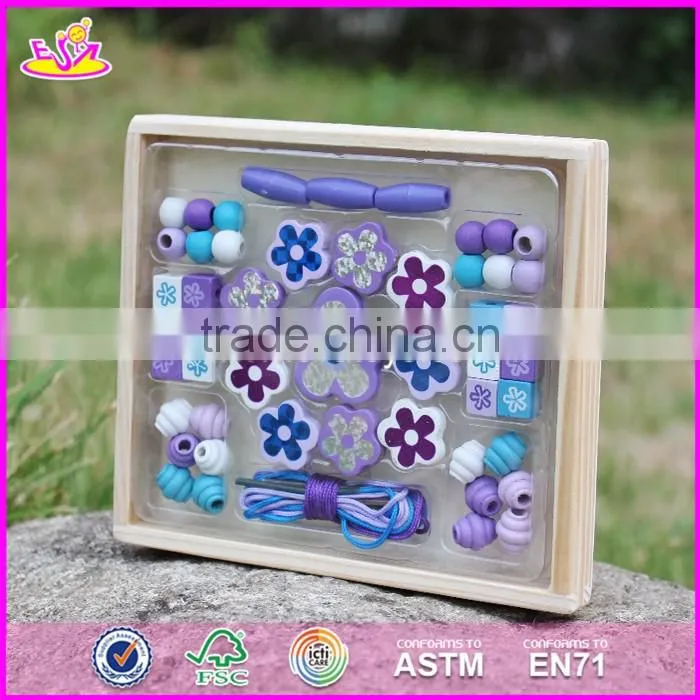 2017 new design children threading beads wooden educational toys for 4 year olds W11E061
