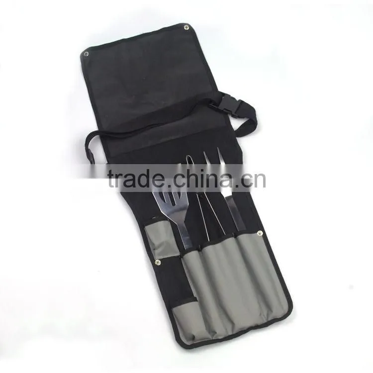 New style 5pcs bbq tool set with nylon bag for outdoor traveling