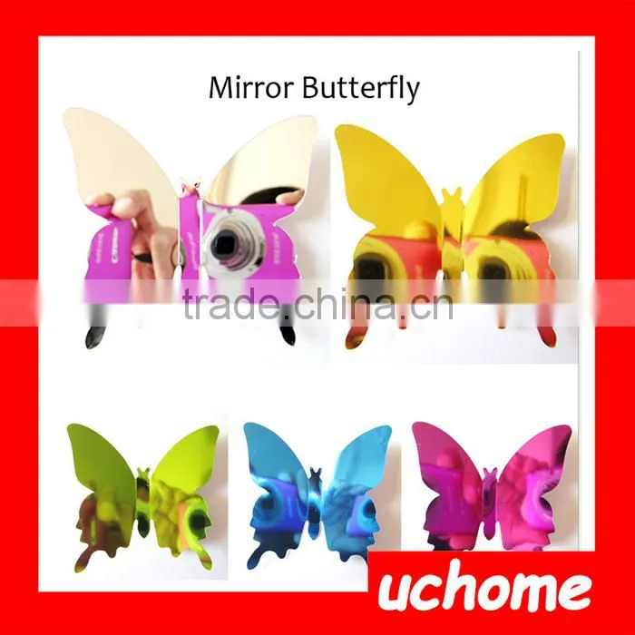 UCHOME Wall Art Mirror Sticker High Quality Butterfly Mirror Decorative Wall Sticker