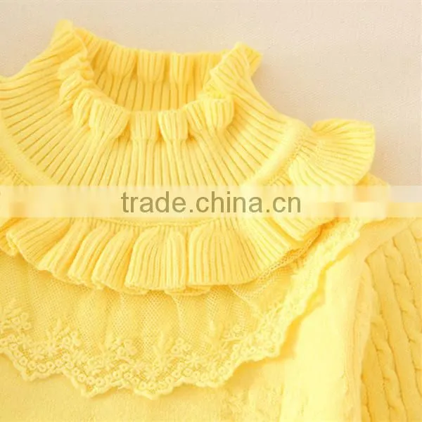 Autumn Winter Plain Hot Sales Clothes Children Cardigan Girls Pullovers Pure Yellow Sweaters For Winter