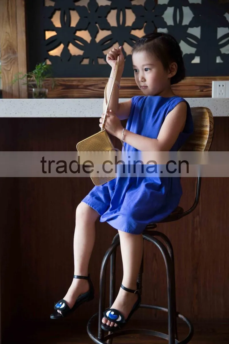 COOL KID ZONE 2016 sleeveless modern cotton linen breathable children summer girls linen dress