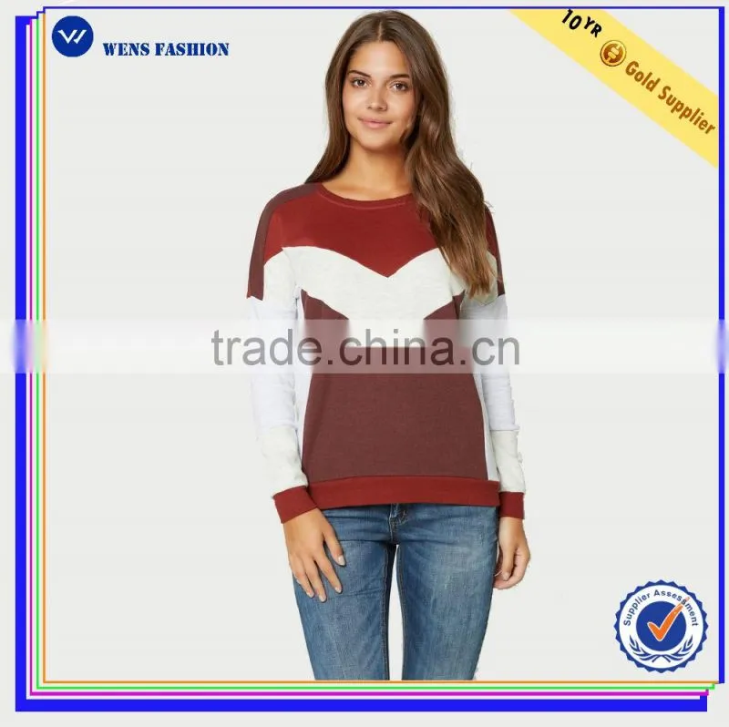 2016 Wensfashion Custom Women Leather Sleeve Sweatshirt and Long Sleeved Sweatshirt