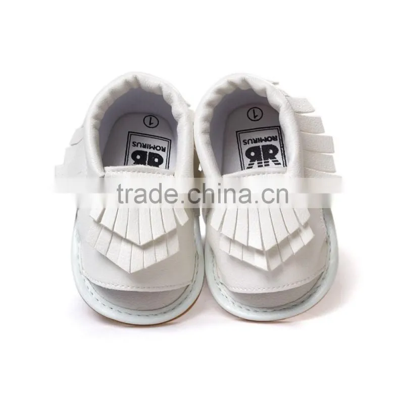 Artificial leather fringed baby summer sandals, hard sole baby summer sandals