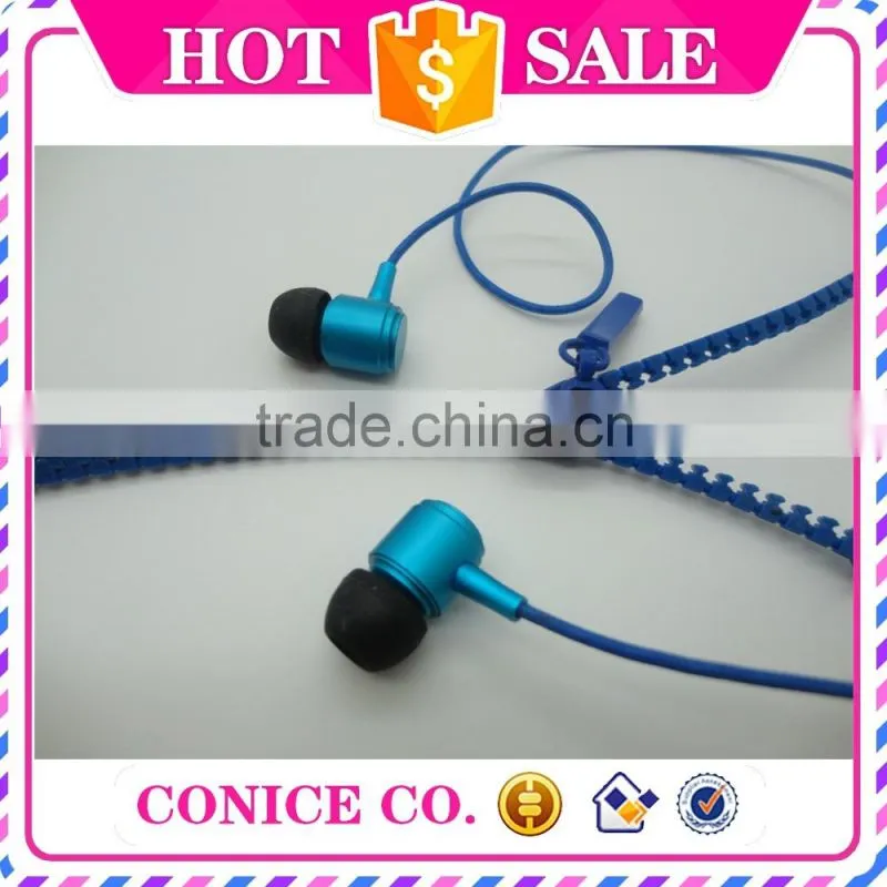Custom Colors Stereo Noise Cancelling Function Metal Plug Zipper In-Ear Earphone