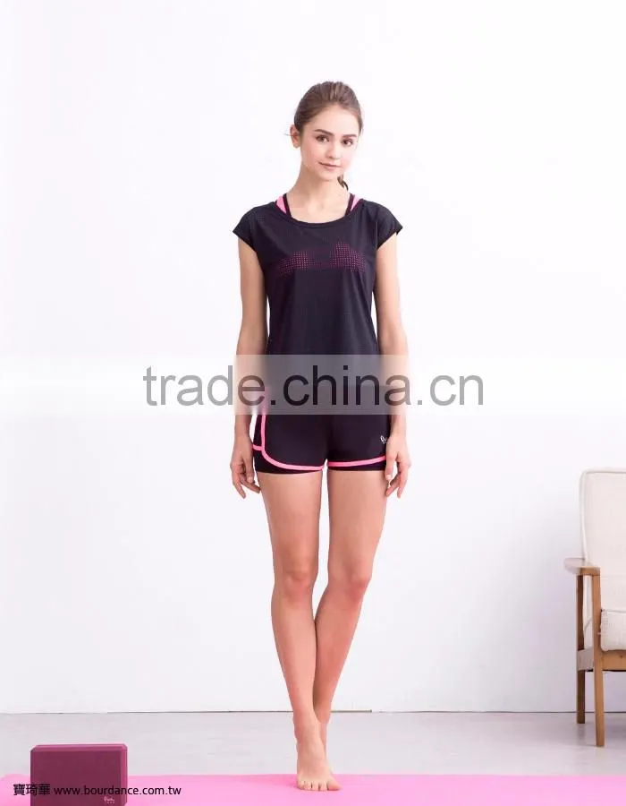 Wholesale fitness apparel adult short sleeve net top