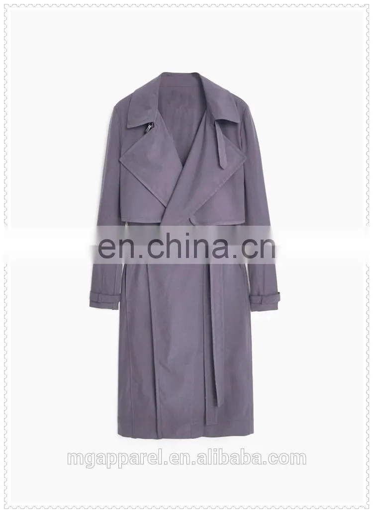 wholesale OEM winter clothes long sleeve coat modal-blend women long trench coat