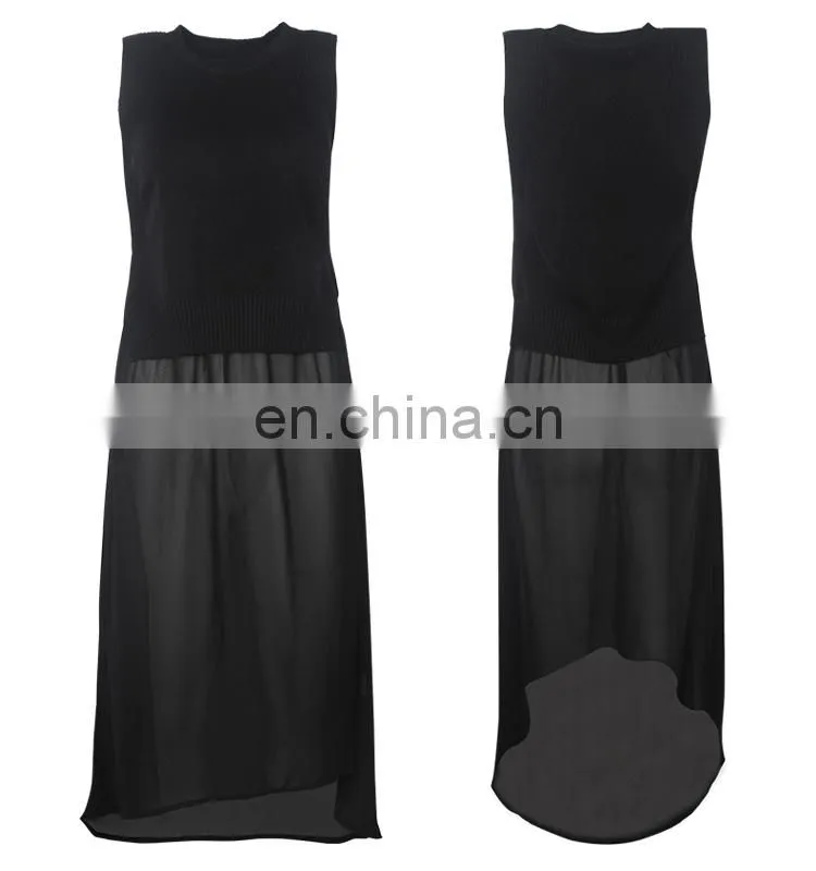 knitwear manufacturer cashmere wool sweater splicing chiffon long frog dress