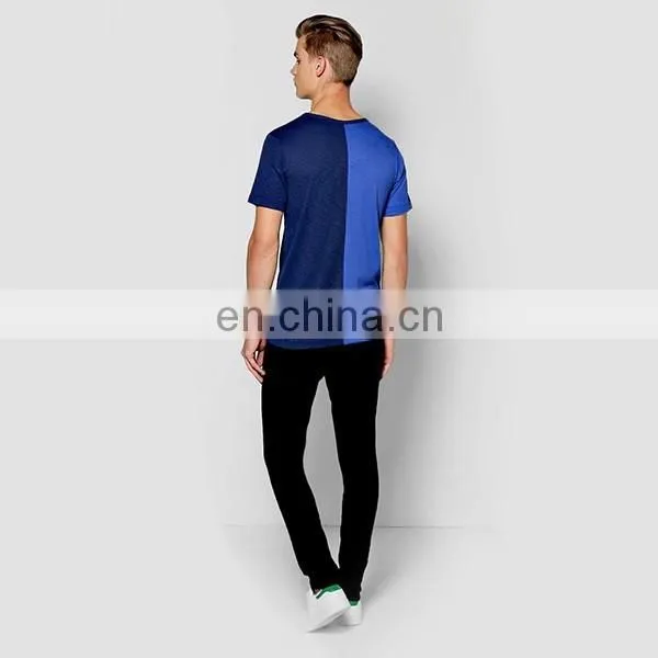 New arrival round neck contrast color half panel oversized tshirt wholesale