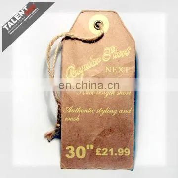 custom printed brown kraft paper hangtag for garment