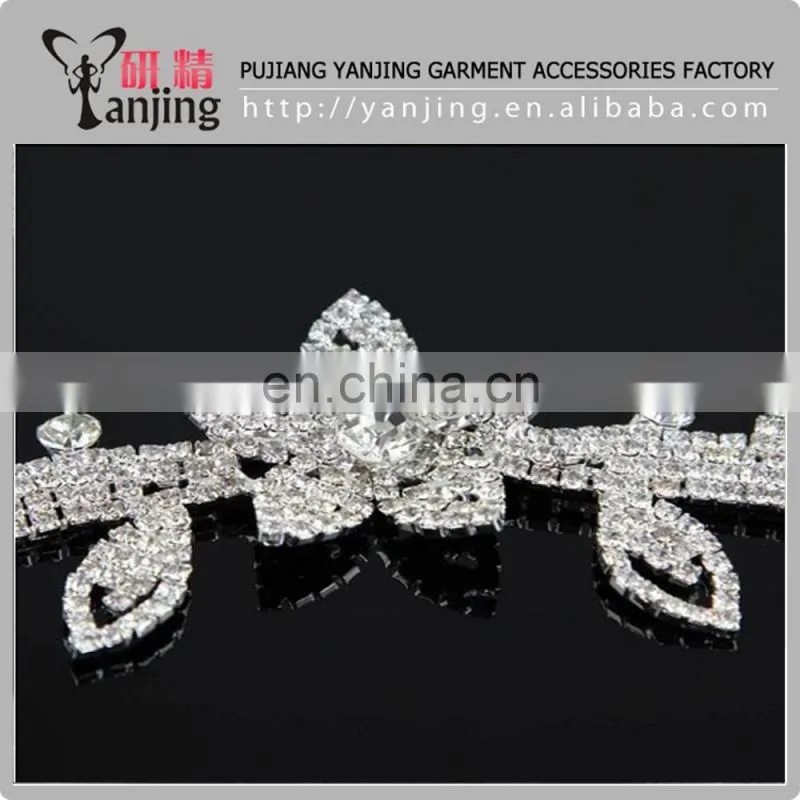 Professional Factory wholesale Crystal Clear Silver Beaded Rhinestone Applique Sewing Crafts