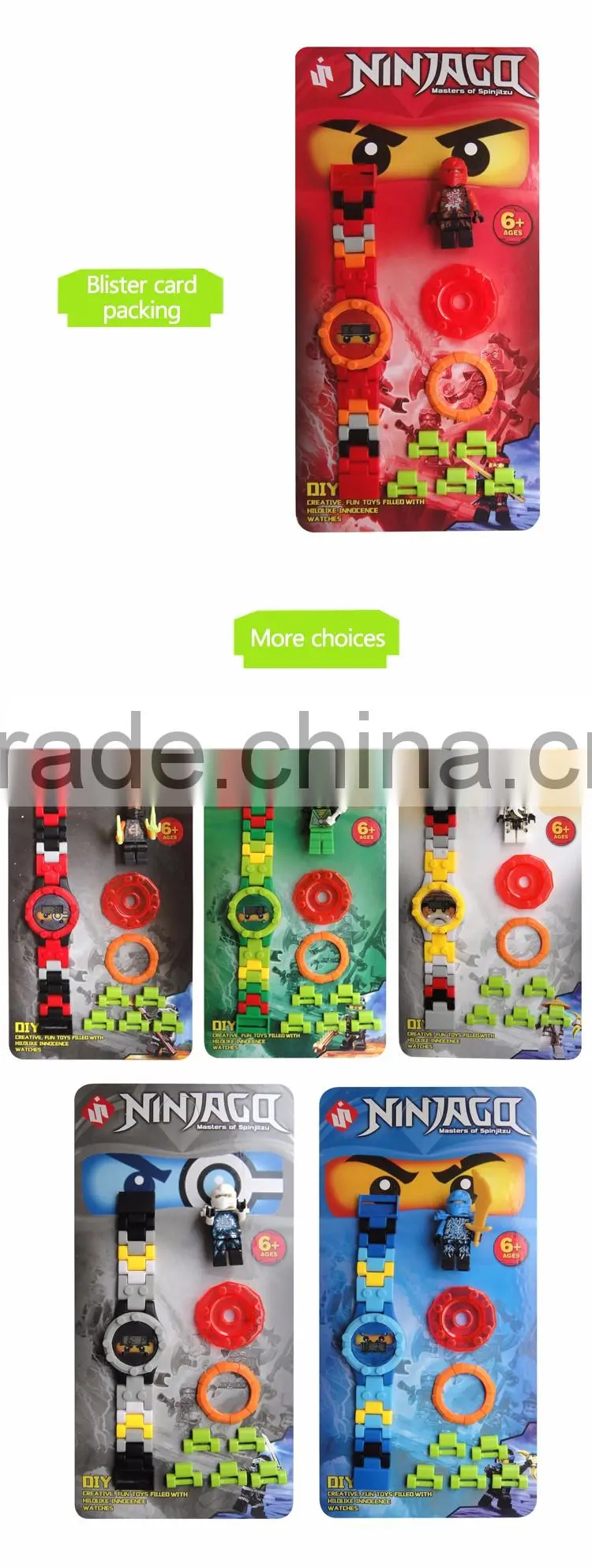 JSTOYS funny blocks play set electronic watch with minifigures for kids