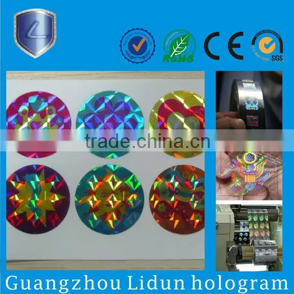 2015 hot sale silver hologram sticker&waterproof custom label &laser sticker