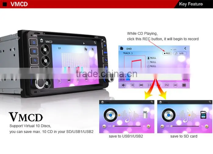 Erisin ES7603M 2 Din 7 Inch Car DVD Player PB-Sreach for Corolla