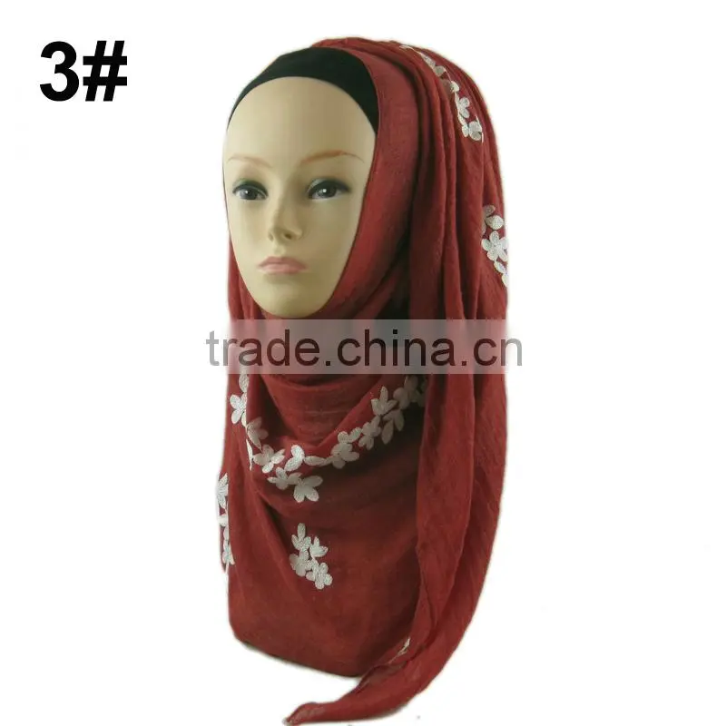 Fashion viscose 180*70cm embroid muslim LONG scarf islamic HEADSCARF